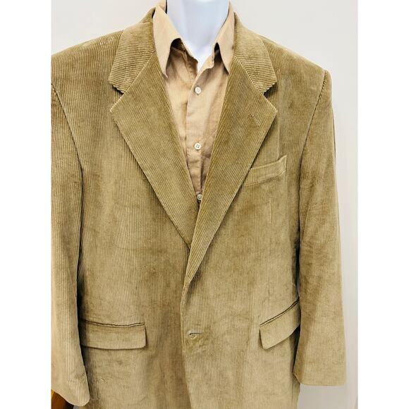 Monsieur Adolfo Brown Corduroy Blazer 46L Two Button Front Sport Coat Jacket - Picture 7 of 7